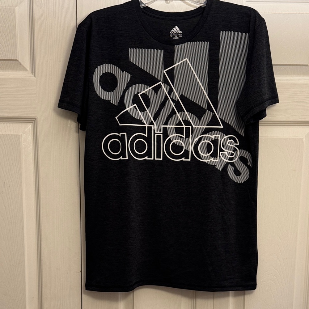 Adidas Boy’s Black Athletic Tee with Geometric Logo